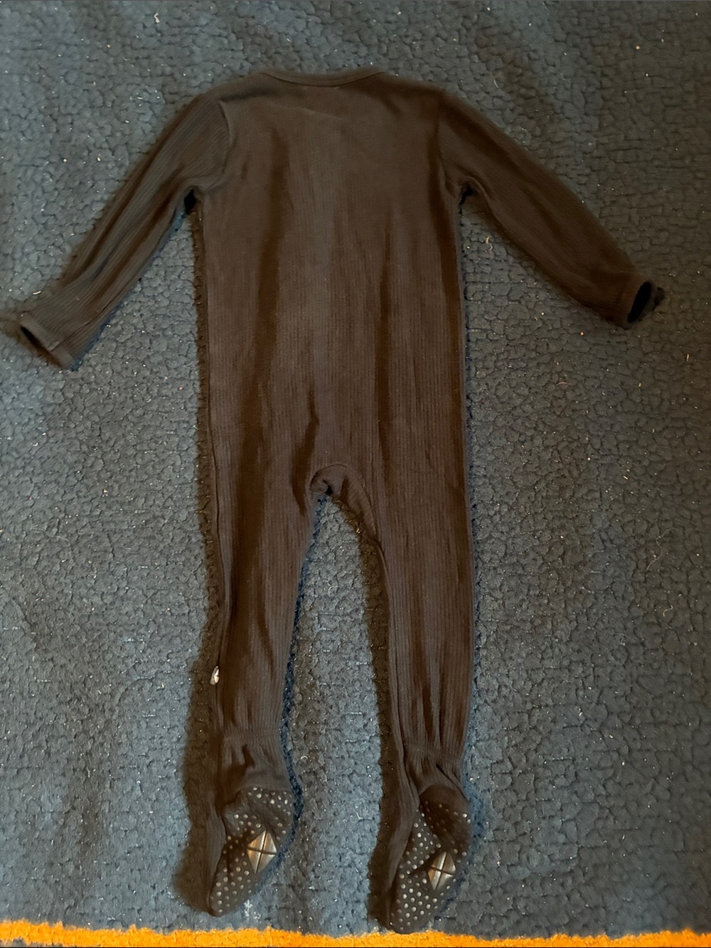 Kyte BABY Black Ribbed Ruffle Footed One-Piece - Picture 2 of 3